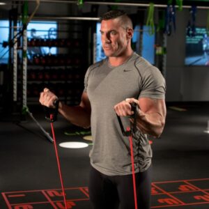 man does fitness cable bicep curl