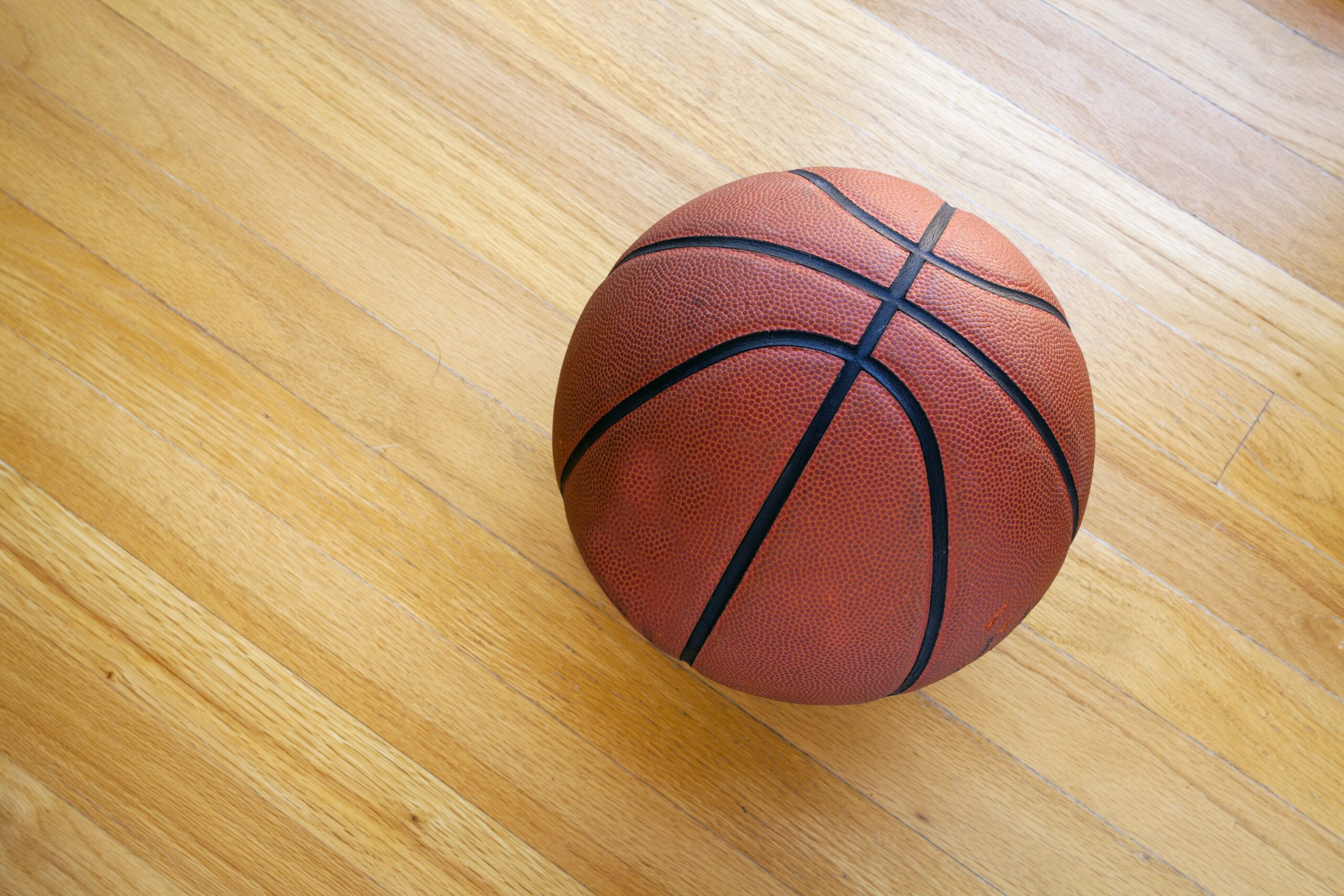 Basketball on hardwood